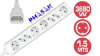 Régua 4 tomadas europlug + 4 tomadas schuko sem interruptor com protecção crianças SFO 1.5m