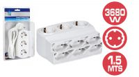 Régua eléctrica 3 tomadas Schuko e 6 Europlug 1.50 m