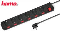 Regleta hama 6 x Schuko con interruptor individual Negra 1.4m