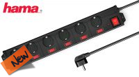 Regleta 6 x Schuko con interruptor individual Negra 1.4m