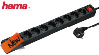 Regleta 10 x Schuko con interruptor en Negro 3m