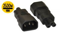 Adaptador de alimentación IEC C14 M a C5 Hembra Negro