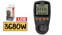 Medidor de consumo y energía digital LCD Máx. 16A 230V Negro