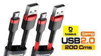 Cabo Baseus USB-A M-micro-B M QC3.0 (max1.5Amp)  alu.Nylon 2m.