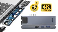 Hub USB 7 en1 Baseus Macbook Pro USB 3.0 x 2, USB-C, HDMI, SD, microSD, RJ45