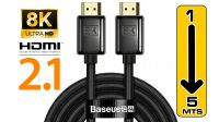 Cable Baseus HDMI 2.1 8K a 60Hz, 4K a 120Hz M/M Alumínio y Nylon Negro