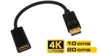 Cable Adaptador DisplayPort Macho a HDMI Hembra - Resolución 4K, 20cm
