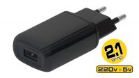 Cargador universal 1x USB 2.1A máx. Negro