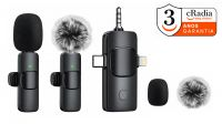 Microfone duplo Wireless lapela com 2 protetor antivento de pelo