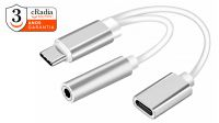 Cable adaptador cRadia USB-C para conector Jack 3.5+ USB-C - H  Gris