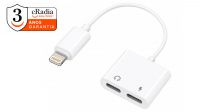 Cable Adaptador Audio iPhone 08 M-2xH Carga+Audio Blanco