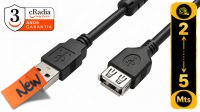 Cabo cRadia de extensão USB 2.0 tipo A/A M/F em preto