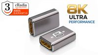 Adaptador HDMI H/H 8K@60Hz/4K@120Hz Gris