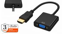 Cable adaptador cRadia HDMI  M /VGA  H + Jack 3.5mm preto 0.15 m