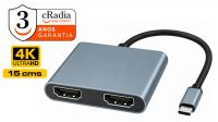 Cable adaptador USB 3.1 C - 2xHDMI máx.4K*2K@30Hz(60Hz 1xHDMI) Negro 15cm