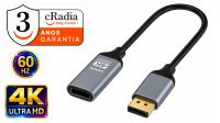 Cable adaptador cRadia Displayport a HDMI M/H 4K@60Hz  Metálico