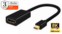Adaptador mini DisplayPort - HDMI 2.1 M/F 8K@60Hz Negro 20cm