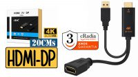 Adaptador HDMI  M - Displayport  F / USB  M  4K @60Hz  0.20m  Negro