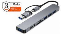 Docking 8en1 USB-C 4x USB3.0 1xTF/SD & Audio 1x USB-C
