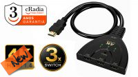 Switch Cradia HDMI 3xInput-1xOutput v1.3b 4k y cable Negro