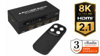 Switch Conmutador HDMI  V2.1 4X1 8K@60Hz  HDCP2.2 con mando