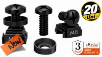 Kit cRadia de 20 tornillos Phillips M6 con tuercas y arandelas para rack Negro
