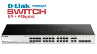 Switch 24 portas D-Link Web Smart 10/100/1000 Mbps mini GBIC com gestão