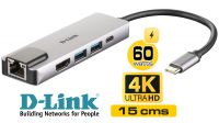 Docking D-Link DUB-M520 USB-C 5in1 HDMI, RJ45, 2xUSB 3.0 PD 60w