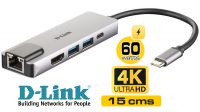 Hub D-Link DUB-M520 USB-C 5 in 1 HDMI, RJ45, 2 x USB 3.0 PD