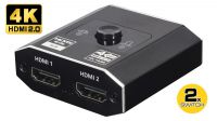 Switch HDMI 2 puertos In 1 puerto Out bi-direcional 4K a 60Hz Negro