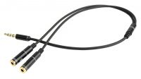Cable Jack 3.5mm 04P Macho 1xJack 3.5mm ST/1x Jack 3.5mm micro mono Hembra Negro 0.2m