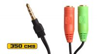 Cable jack 3.5mm 4 pines Macho 1 x Jack 3.5 Hembra estéreo / 1 x Jack 3.5mm Hembra micro mono  3.5m Negro