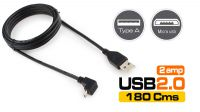 Cabo USB 2.0 A-micro B angulado 1.8m negro