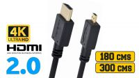 Cabo Micro D Macho a HDMI Macho V2.0 Goldplated (1.8-3Mts) preto