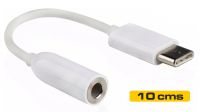 Cable USB 3.1 C Macho a Jack 3.5mm estéreo Hembra 0.15m Blanco