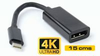 Cabo conversor USB 3.1 C Macho a Displayport Fêmea máx. 4K*2K 60Hz preto 15cm