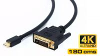 Cable mini Displayport V1.2 a DVI-I 4k (3840 x 2160 a 30Hz) M/M Negro 1.8m
