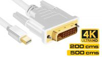Cable mini DisplayPort V.1.2 a DVI-I 4K 3840 x 2160 a 30Hz M/M Blanco