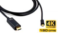 Cable mini DisplayPort V1.2 a HDMI M/M AWG28 3840 x 2160 a 30Hz Negro 1.8m