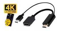 Adaptador HDMI Macho - DisplayPort Fêmea / USB Macho 4K preto 15cm