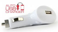 Carregador isqueiro 12/24V para dispositivos USB 5V/1A branco