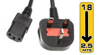 Cable de alimentación enchufe tipo G (Reino Unido) - SFO IEC C13 Negro