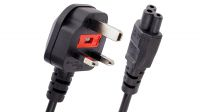 Cable de alimentación enchufe tipo G (Reino Unido) - IEC C5 (Mickey Mouse, Trébol, 3pin) 1.8m