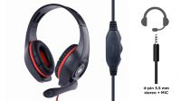Auriculares con micrófono Gaming con control de volumen Rojo y Negro
