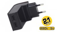 Cargador universal 2xUSB 2.1A máximo en Negro