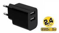 Cargador universal 2x USB Máx. 2.4A Negro