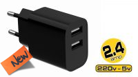 Cargador universal 2x USB Máx. 2.4A Negro