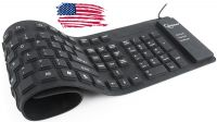 Teclado de silicona flexíble USB (109 teclas) Negro Resistente a líquidos, fácil de limpiar.