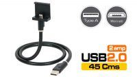 Cabo rígido micro USB Macho a USB A Macho 0.45m preto