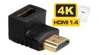 Adaptador HDMI M-F angulado a 90º preto